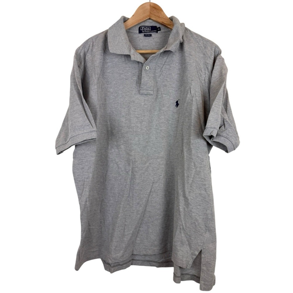 Polo Ralph Lauren Polo Shirt Men's XL Gray Preppy 90s Pima Cotton Vintage Cotton - Picture 2 of 4